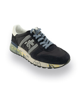 Premiata Herrensneaker Modell Lander in dunkelblau mit grau 