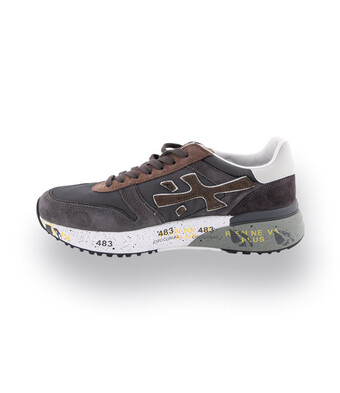 Premiata Sneaker Modell Mick Grau mit Braun und olive