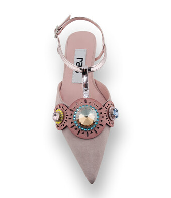 RAS Sling mit Stegspange in Rosa &ndash; Glamour&ouml;se Schmucksteine &amp; Metallic-Details