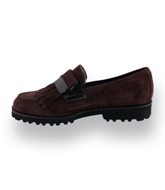 Michela Ruffino Loafer braun velours mit Fransenlasche