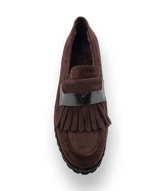 Michela Ruffino Loafer braun velours mit Fransenlasche