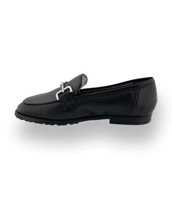 Michela Ruffino Loafer schwarz grau und metallspange