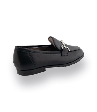 Michela Ruffino Loafer schwarz grau und metallspange