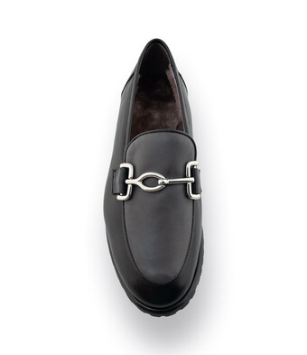 Michela Ruffino Loafer schwarz grau und metallspange