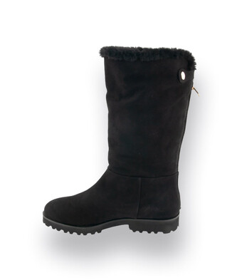 Stiefel von Michela Ruffino Schwarz velours mit Lammfellfutter 