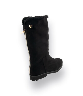 Stiefel von Michela Ruffino Schwarz velours mit Lammfellfutter 