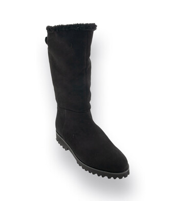 Stiefel von Michela Ruffino Schwarz velours mit Lammfellfutter 