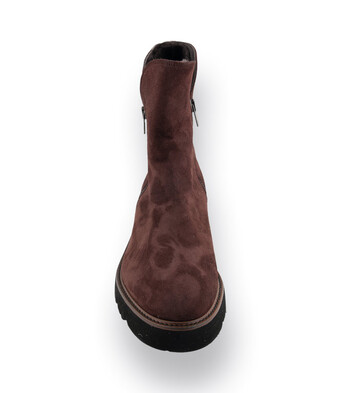 Michaela Ruffino Stiefelette in braun velours mit zwei Reißverschlüssen mit Lammfellfutter