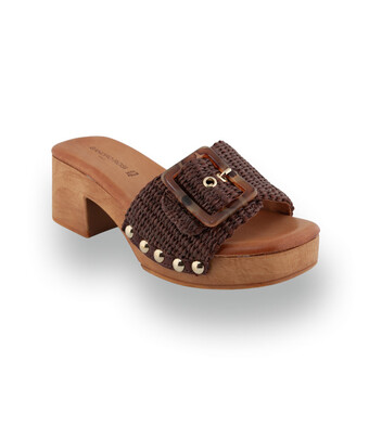 Sandro Rosi: Modischer Bast-Clog mit markanter Schnalle