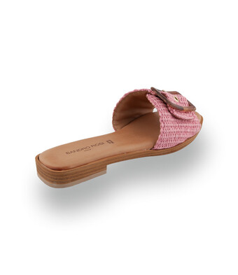 Sandro Rosi - Modische Bast-Pantolette mit gro&szlig;er Schnalle in Rosa