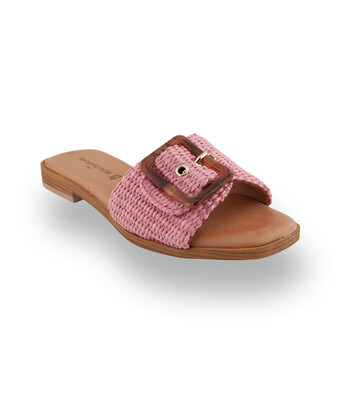 Sandro Rosi - Modische Bast-Pantolette mit gro&szlig;er Schnalle in Rosa