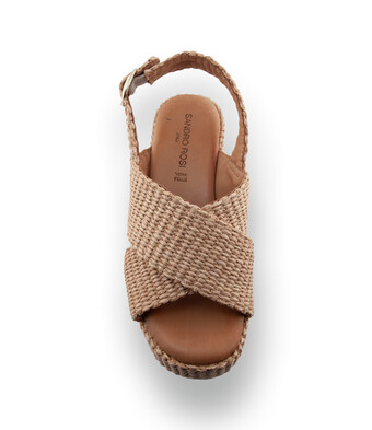 Sandro Rosi -Leichte Bast-Sandale mit Keilabsatz in Beige