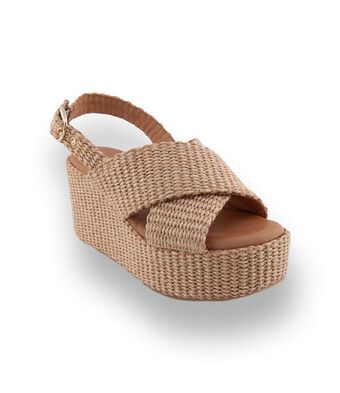 Sandro Rosi -Leichte Bast-Sandale mit Keilabsatz in Beige