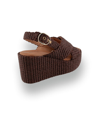 Sandro Rosi - Leichte Bast-Sandale mit Keilabsatz in Braun