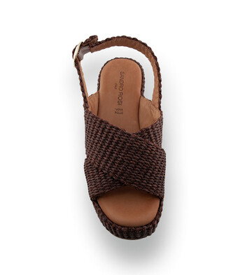 Sandro Rosi - Leichte Bast-Sandale mit Keilabsatz in Braun