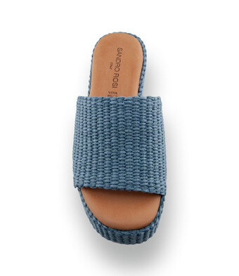 Sandro Rosi - Leichte Bast-Pantolette mit Keilabsatz in Jeansblau