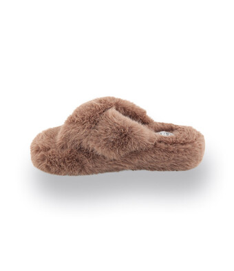 Scholl Hauspantoffel Flufie Cross in braun