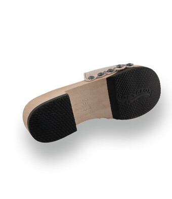 Softclox Be - Exklusiver Holz-Clog mit Schlangenpr&auml;gung in Beige-Braun