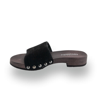 Softclox Bea - Schlichter Holz-Clog mit biegsamer Sohle in Schwarz