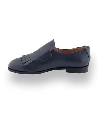 Status Loafer Doppelmonk in blau mit Fransenlasche