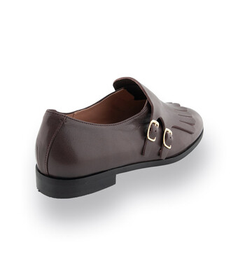 Status Loafer Doppelmonk in braun mit Fransenlasche
