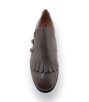 Status Loafer Doppelmonk in braun mit Fransenlasche