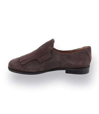 Status Loafer Doppelmonk in braun mit Fransenlasche