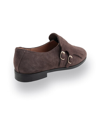 Status Loafer Doppelmonk in braun mit Fransenlasche