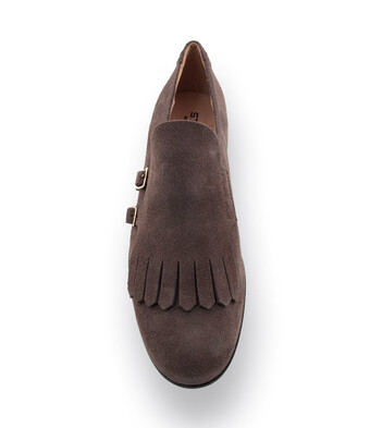 Status Loafer Doppelmonk in braun mit Fransenlasche
