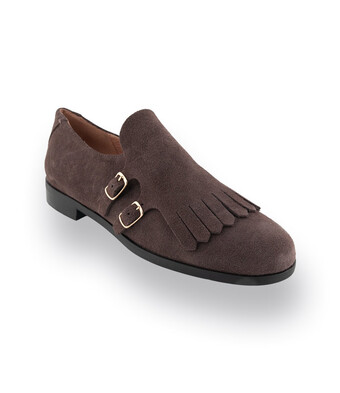 Status Loafer Doppelmonk in braun mit Fransenlasche