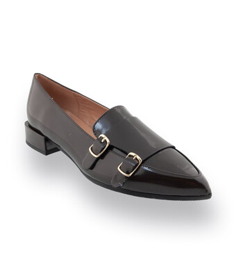 Status Loafer Doppelmonk in braun Spazzolato mit Fransenlasche