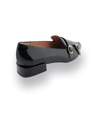 Status Loafer Doppelmonk in schwarz Spazzolato mit Fransenlasche