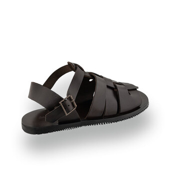 Zehenfreie Herren-Sandale aus dunkelbraunem Naturleder