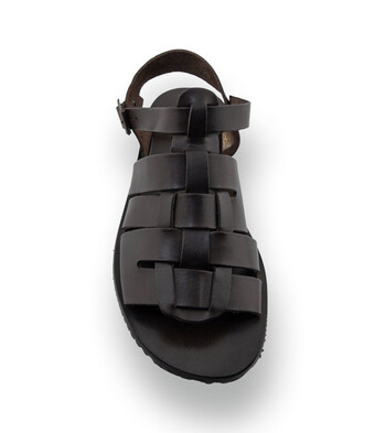 Zehenfreie Herren-Sandale aus dunkelbraunem Naturleder