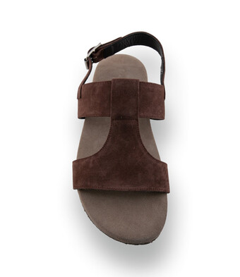 Herren-Steg-Sandale aus braunem Veloursleder mit Lederfutter