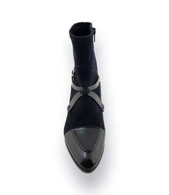 TRUMANS Stiefelette Blau – Lederkombi Jodhpur