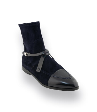 TRUMANS Stiefelette Blau – Lederkombi Jodhpur