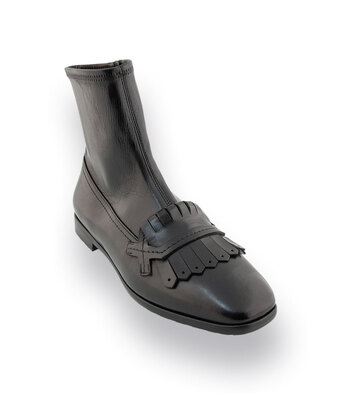 TRUMANS Stiefelette Schwarz &ndash; Karree - Fransenlasche