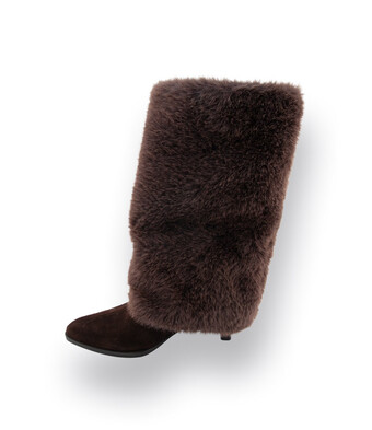 Unisa Modell Larsy Stiefel in braun velour mit Fellstulpe