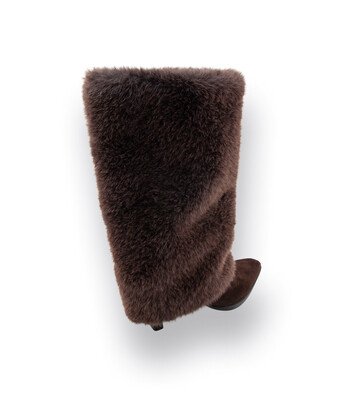 Unisa Modell Larsy Stiefel in braun velour mit Fellstulpe