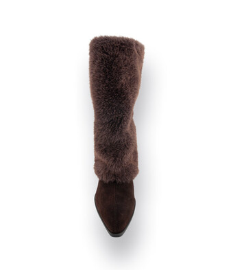 Unisa Modell Larsy Stiefel in braun velour mit Fellstulpe