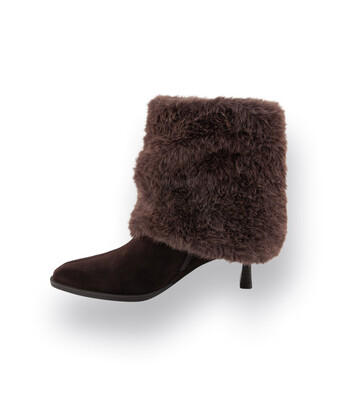 Unisa Modell Lario Stiefelette in braun velour mit Fellstulpe