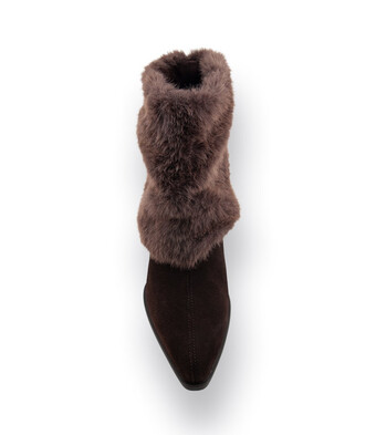 Unisa Modell Lario Stiefelette in braun velour mit Fellstulpe