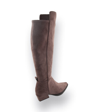 Unisa Stiefel in taupefarben velours mit Stretch, am Knie höhergeschnitten