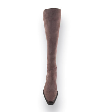 Unisa Stiefel in taupefarben velours mit Stretch, am Knie höhergeschnitten