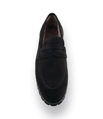 Viamercanti Loafer Lammfellgefüttert in schwarz Veloursleder
