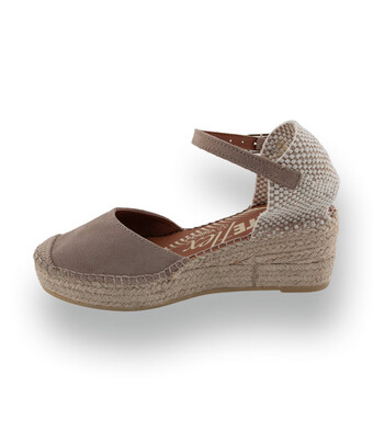 Viguera - Klassische Velours-Espadrilles mit Keilabsatz in Beige