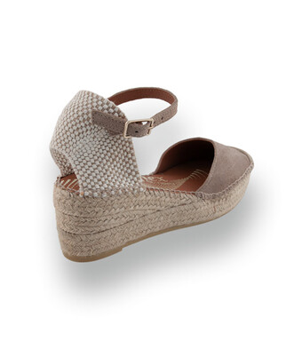 Viguera - Klassische Velours-Espadrilles mit Keilabsatz in Beige