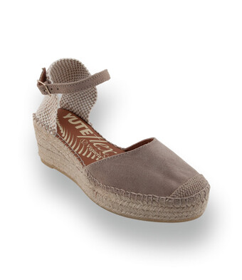 Viguera - Klassische Velours-Espadrilles mit Keilabsatz in Beige