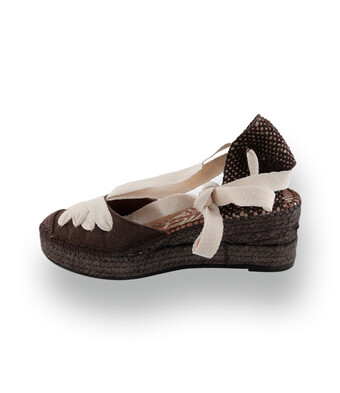 Viguera -Keilespadrilles in brauner Leinenoptik mit hellen B&auml;ndern